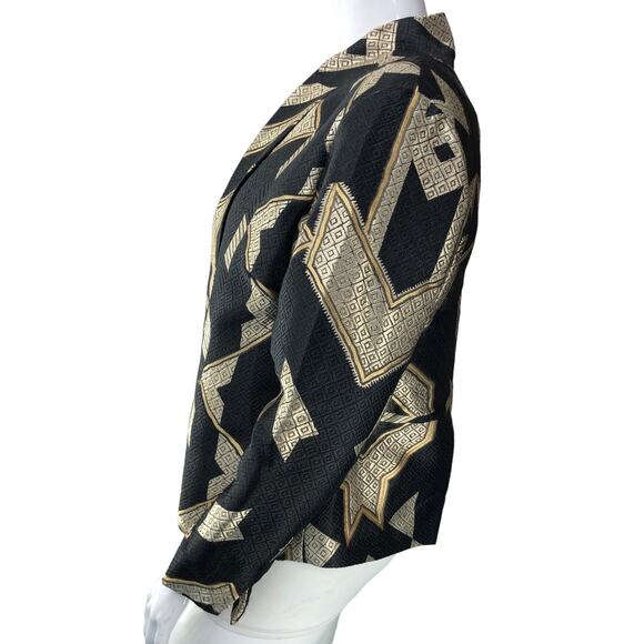 Chicos Women Size 2 US 12 Egyptian Sophisticate Persias Jacket Metallic Jacquard - Picture 6 of 16